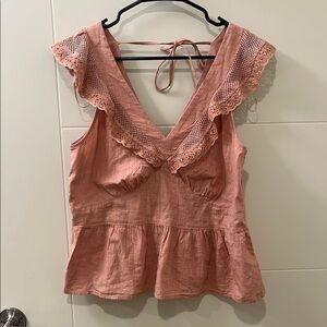 Old Navy: Elegant Pink Lace Trimmed Women's Top